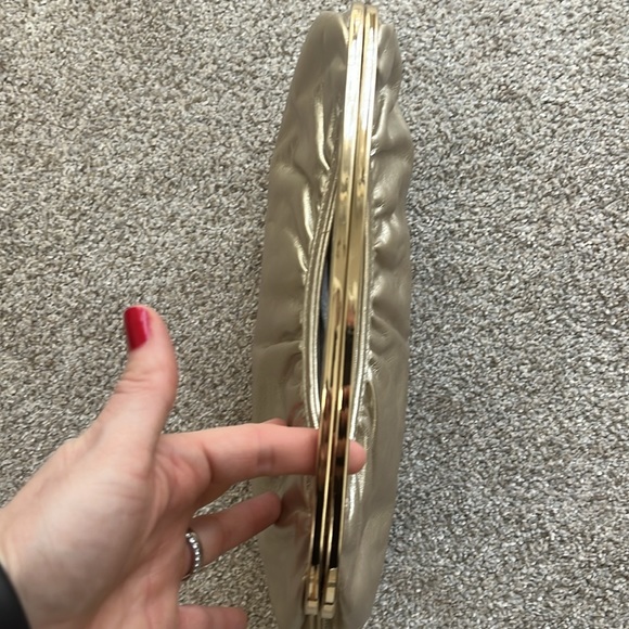 Express Gold Faux Leather Clutch - Picture 2 of 7